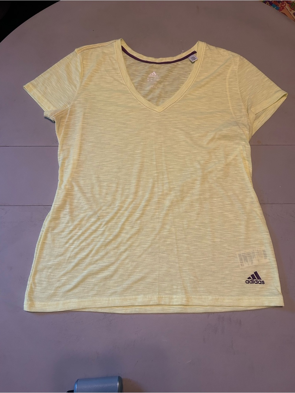 adidas Women's Light Yellow V-Neck Athletic Tee